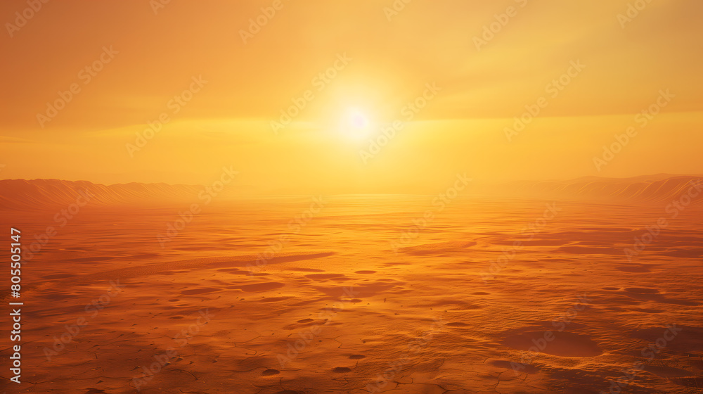 Obraz premium Endless Desert Horizon: Tranquil Expanse in Warm Orange Tones