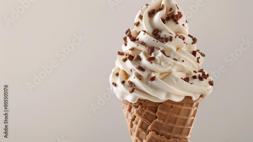 Dettaglio di cono gelato a gusti variegati photo