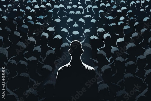 crowd manipulation unmasked dark silhouette controlling the masses conceptual psychology illustration photo