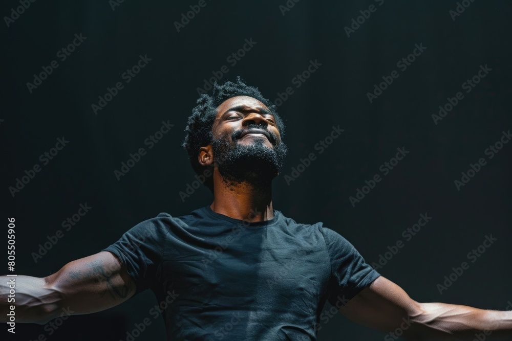 Young Actor Standing on Theatre Stage Holding Script During Rehearsal, Emotions