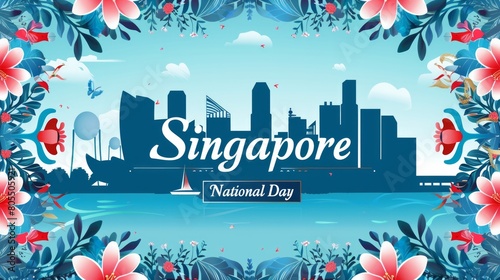 Singapore National Day banner with text 