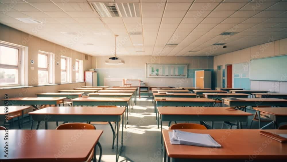 Education concept,Clean classroom and education,Big empty classroom at modern school
