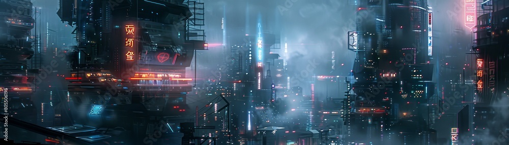 Fototapeta premium Cyberpunk city futuristic town city