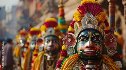 A detailed image of the charioteers dressed in traditional attire, symbolizing the historical significance and continuity of the Jagannath Rath Yatra photo