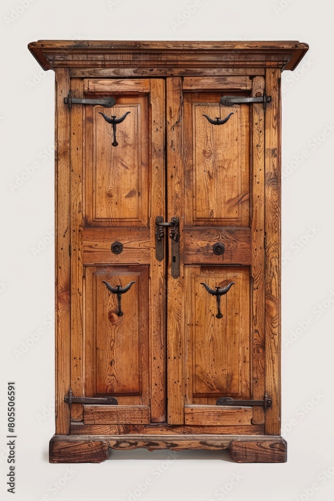 Vintage Wooden Armoire Chest Cabinet with Clipping Path - Antique Furniture with Beautifully
