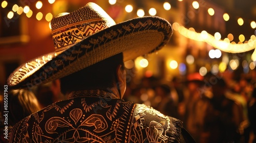 Showy Charro Hat for Traditional Party and Mariachi Dancing with Tequila and Music