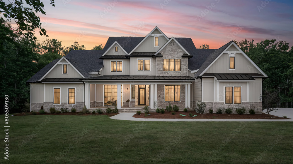 The exterior design showcases of a beautiful residence with garden The exterior design showcases of a beautiful residence with garden