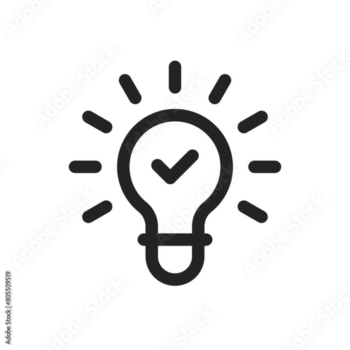 insight or tip icon with thin line light bulb