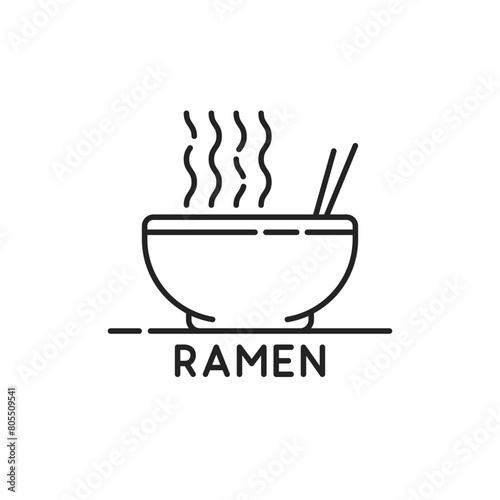 simple black thin line ramen in bowl icon