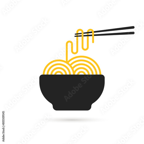 simple icon like black bowl of noodle