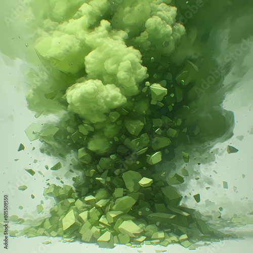 Stunning Powder Form Explosive Splash with a Vibrant Hue of Pure Green Energy