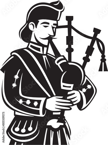 Musical Traditions Vector Art of a Bagpiper