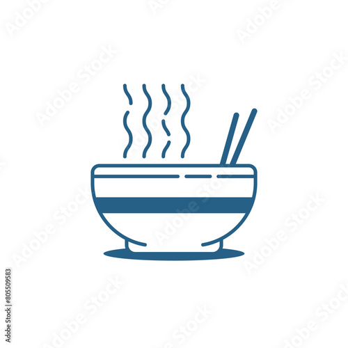 blue outline icon like bowl with ramen
