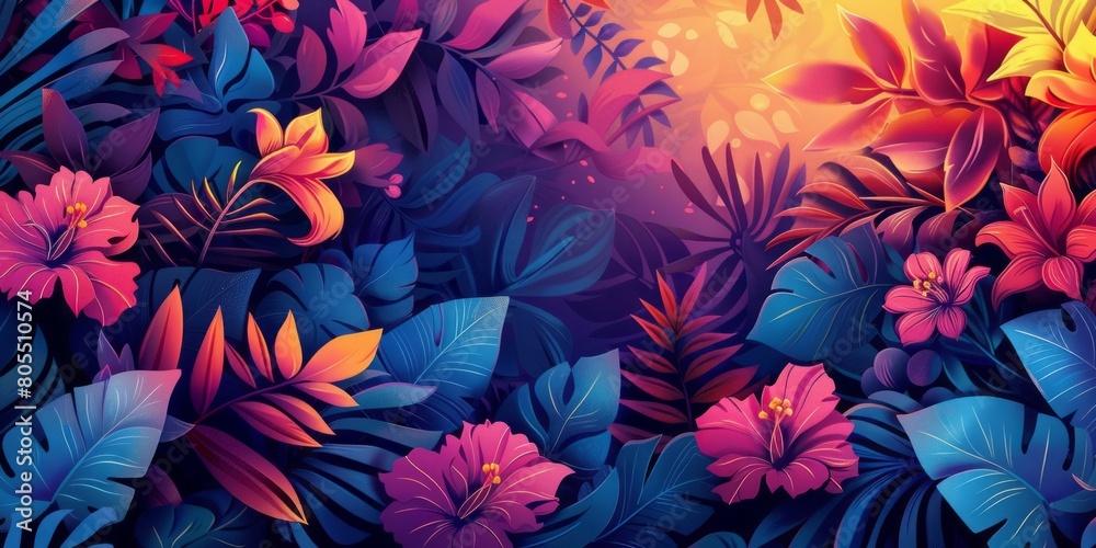 Tropical colorful leaves background