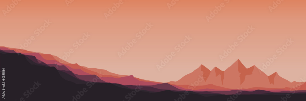 minimalist sunset landscape mountain scenery vector illustration for ...