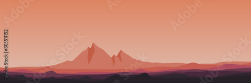 minimalist sunset landscape mountain scenery vector illustration for background, wallpaper, background template, backdrop design, advertising, ads, and business