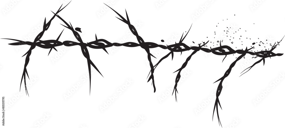 Dark Barbed Wire Vector Illustrations Shadowy Sketches