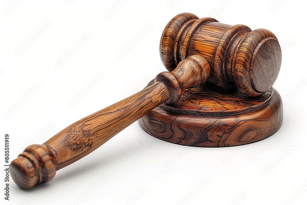 A judicial gavel on a wooden block isolated A judicial gavel on a wooden block isolated