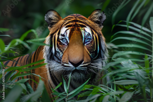 Majestic Display of a Tiger's Strength and Grace Amidst Dense Foliage © Owen