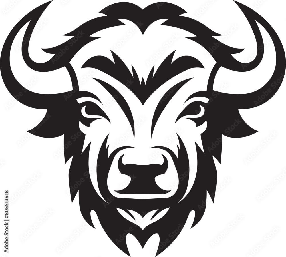 Bison Bull Vector Icon with Flat Design