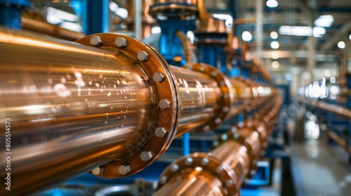 Copper pipelines in a technologically advanced water supply system. 
