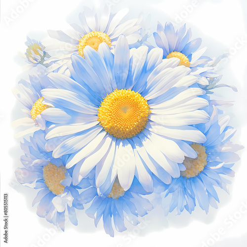 Vibrant Aquarelle Painting of a Blooming Daisy Flower in Full Sunlight
