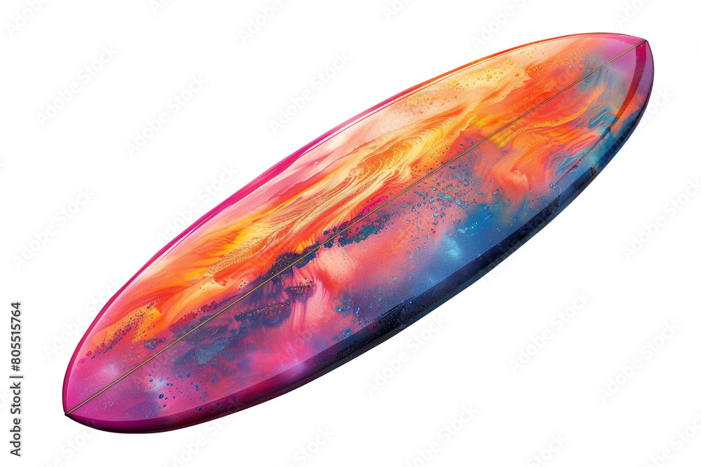 Vibrant Surfboard With Fluid Art Design Vibrant Surfboard With Fluid Art Design