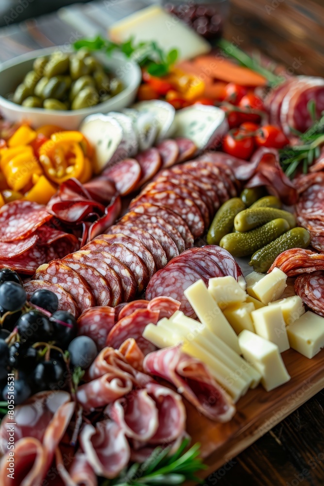 a gourmet charcuterie board featuring a variety of cured meats a gourmet charcuterie board featuring a variety of cured meats