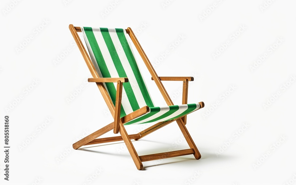 Green Deck Chair on White Backdrop