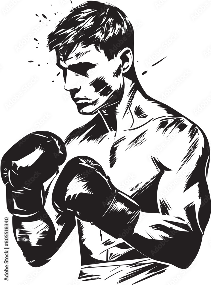 Fighting Form Vector Art of Classic Boxing Stance