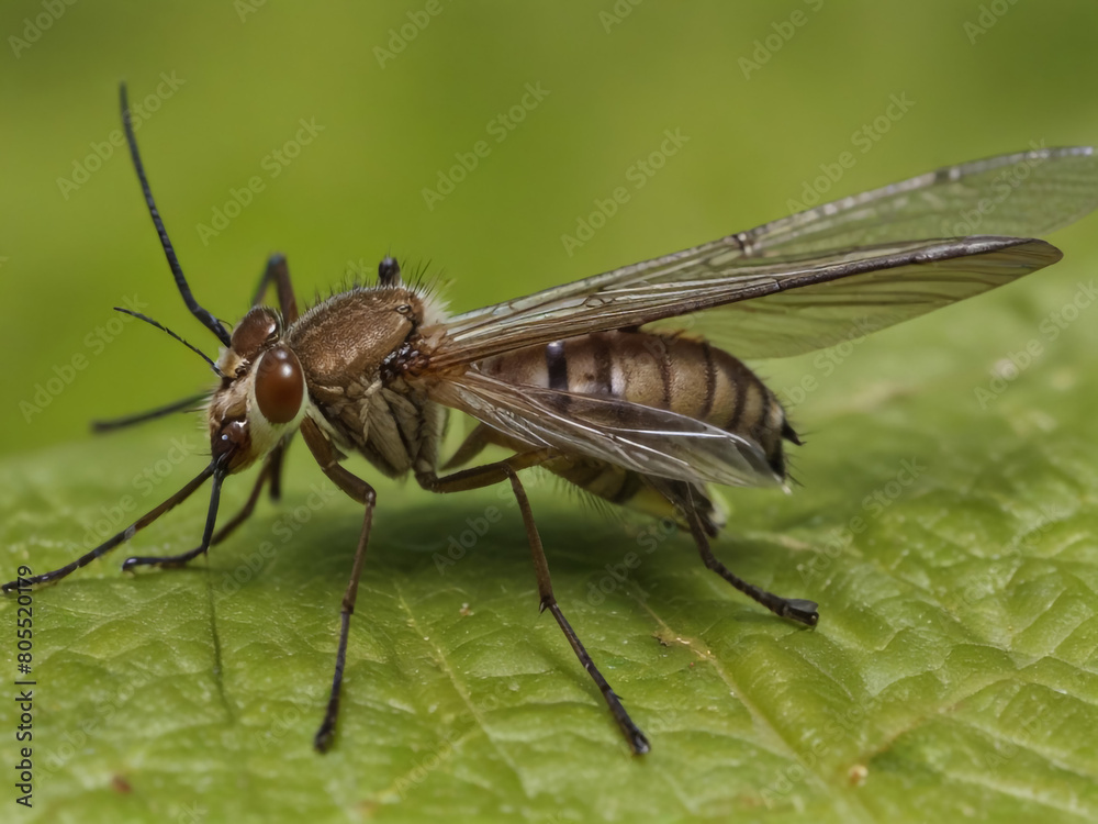 Fototapeta premium fly on a green leaf. macro 