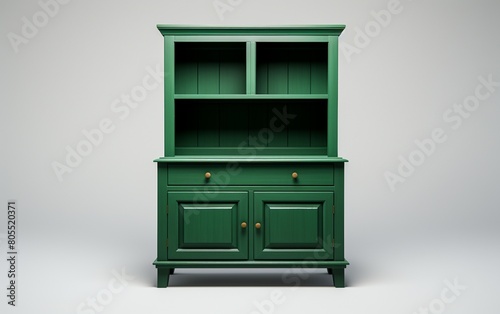 Green Hutch on White Canvas