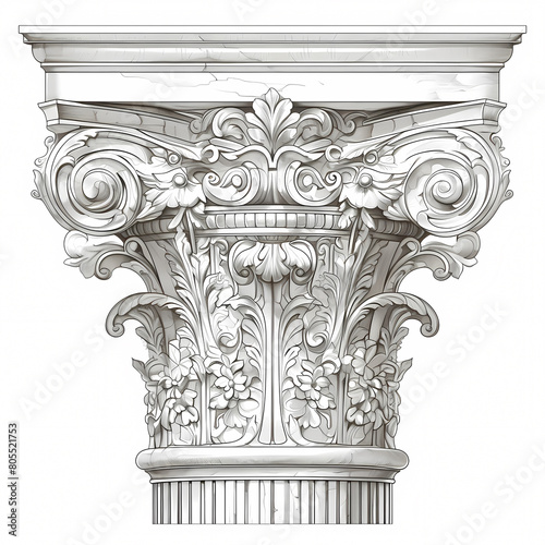 A stunningly detailed transparent PNG illustration of a classical column statue with intricate carvings and decorations, perfect for adding an element of grandeur to any architectural design or