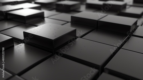 3d perspective of square block texture, shiny black photo