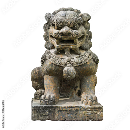 Chinese lion statue on white background png