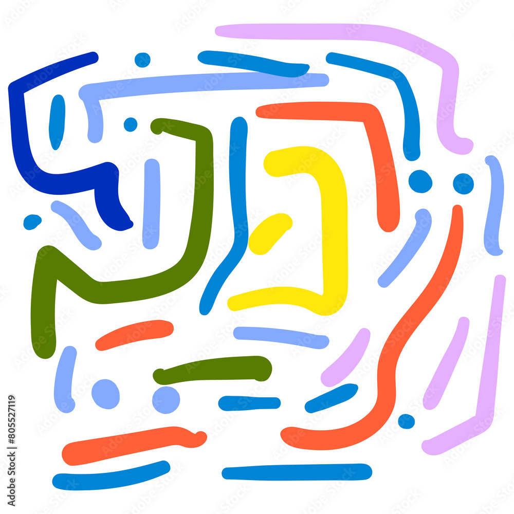 Fototapeta premium Fun colorful line doodle pattern. Creative minimalist style art background 