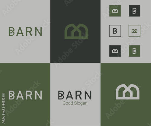 Rural Revival: Barn - Your Partner in Modern Barn Design, Property Rental, and Home Management - Vector Logo