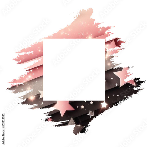 square frame with stars - pink and black color - vector graphic resource - ideal for greeting cards, presentations, canva, photography, scrapbooking, cricut, sublimation, stickers, tag