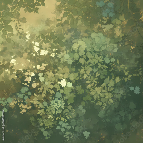 Vibrant Art Nouveau-Inspired Leafy Background