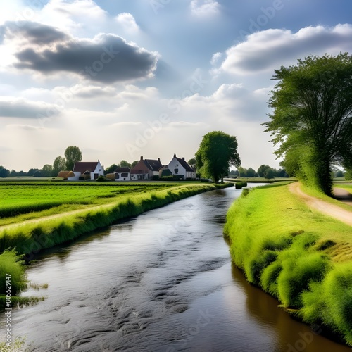 the river barneveldse beek flows through the agricultural area near the village of stoutenburg. photo