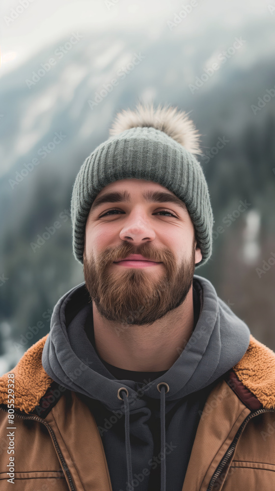 A man with a beard wearing a beanie outdoors A man with a beard wearing a beanie outdoors