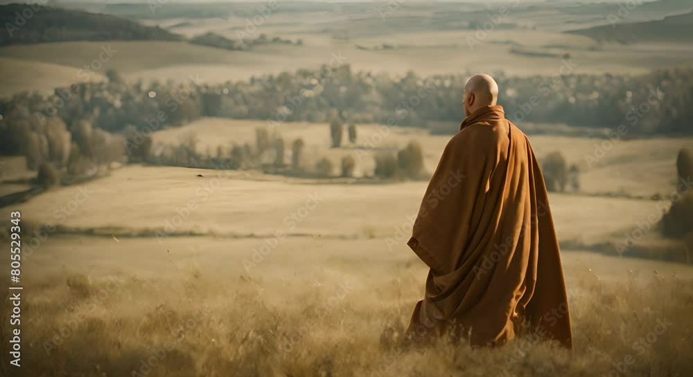 Monk over medieval background The concept of medieval history life and culture Monk over medieval background The concept of medieval history life and culture