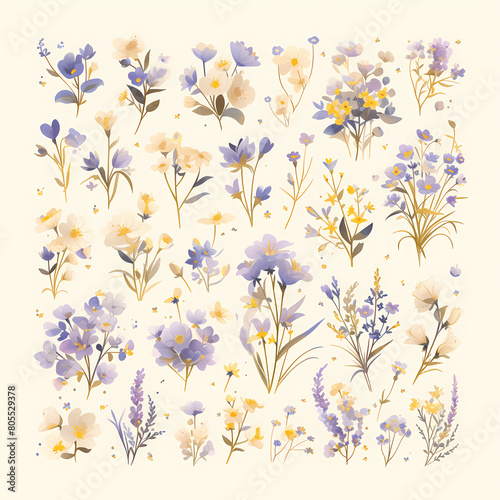 A captivating collection of meticulously hand-drawn flowers and plants in transparent PNG format. Ideal for creating enchanting designs with a natural flair.