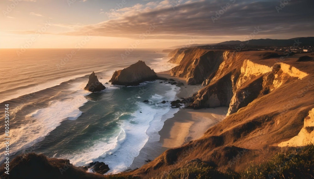 a picturesque coastal cliffside at sunset with go upscaled 4 1