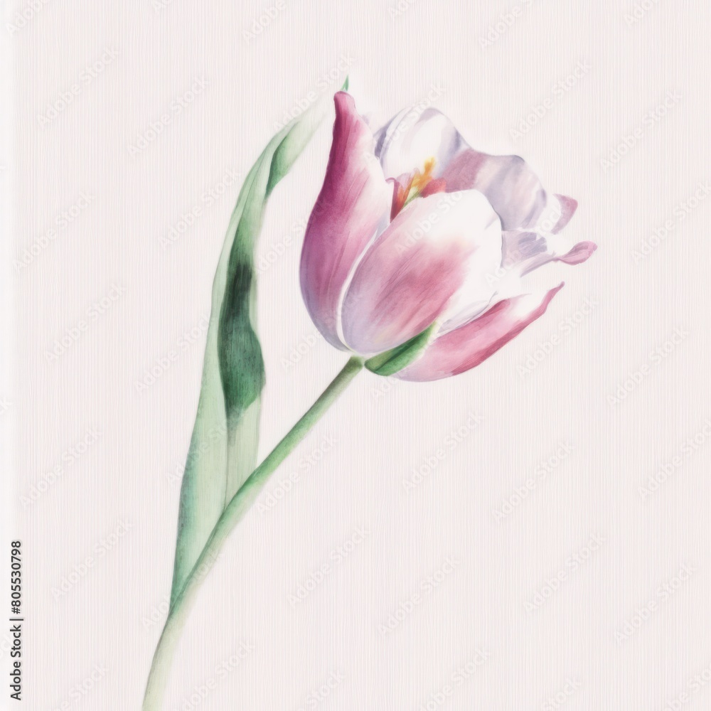 Bright flower on white background. Watercolor style Realistic art.