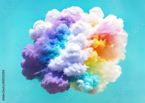 A vivid cloud made with every color imaginable (pastel palette paint), floating in a cerulean sky; a serene masterpiece suspended in the boundless heavens.
