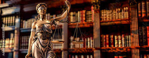 Statue of the lady of justice in library
