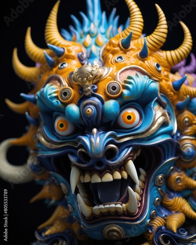 Colorful and Intricate Mythical Creature Sculpture