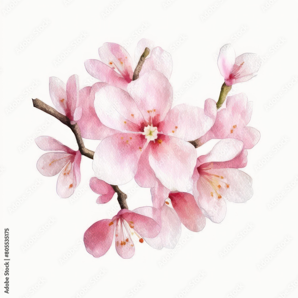 Pink Sakura flower. Watercolor style on white background. Pink Sakura flower. Watercolor style on white background.