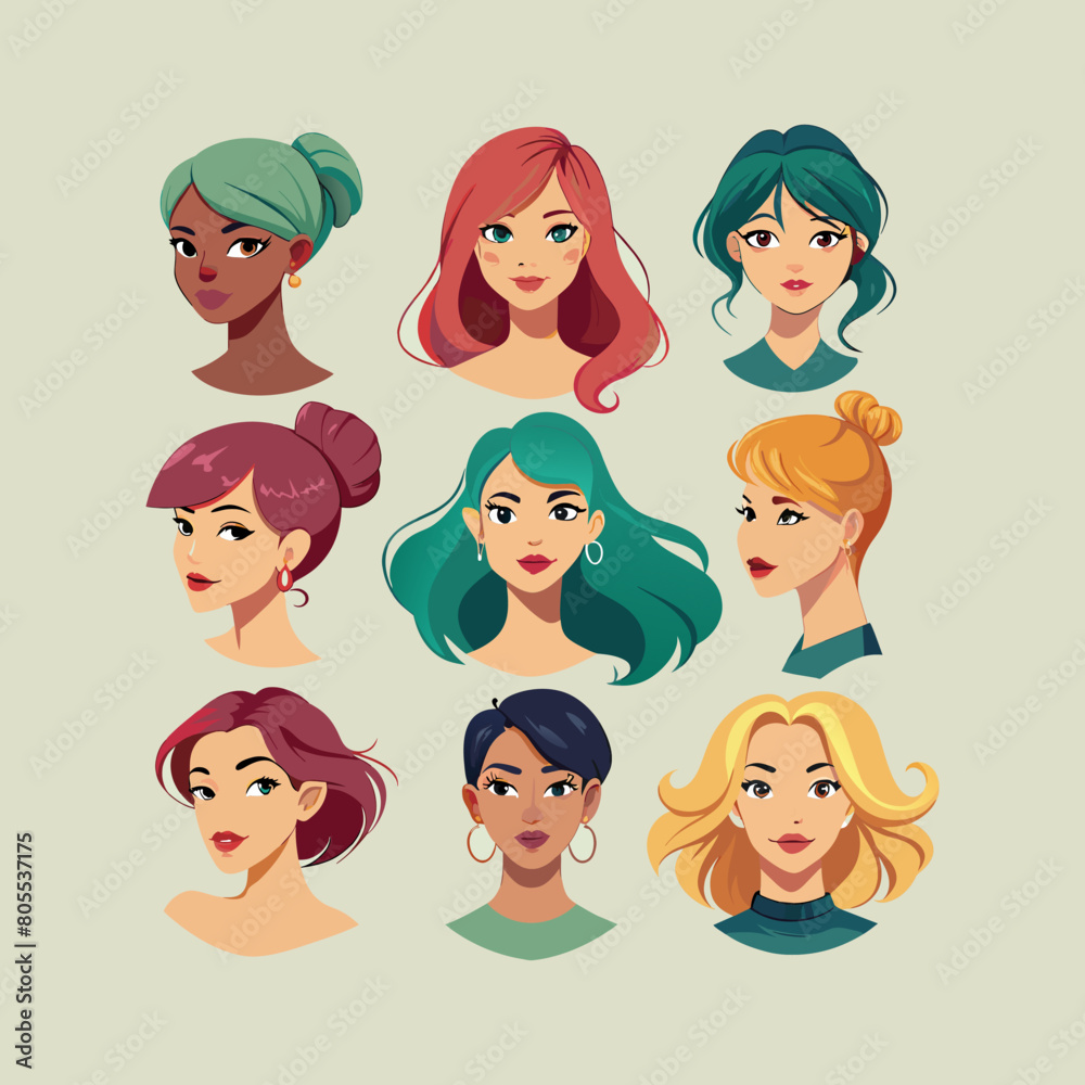 a series of different hairstyles for women. a series of different hairstyles for women.
